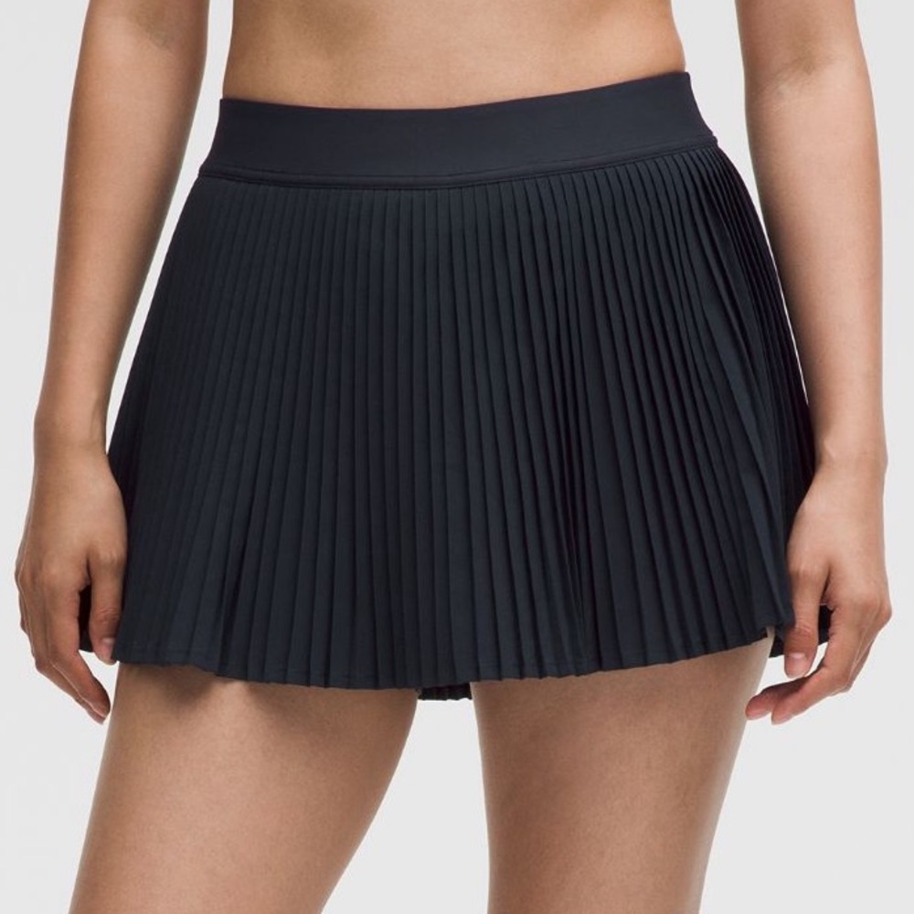 Lululemon Black Varsity High Rise Pleated Tennis Skirt